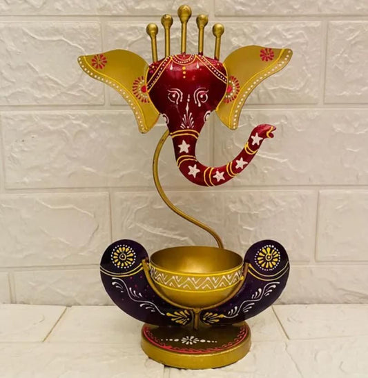 Handcrafted Ganesha Metal Tealight Holder – Divine Home Décor Showpiece