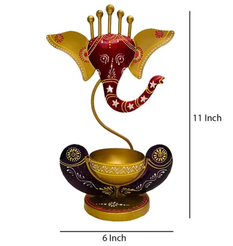 Handcrafted Ganesha Metal Tealight Holder – Divine Home Décor Showpiece