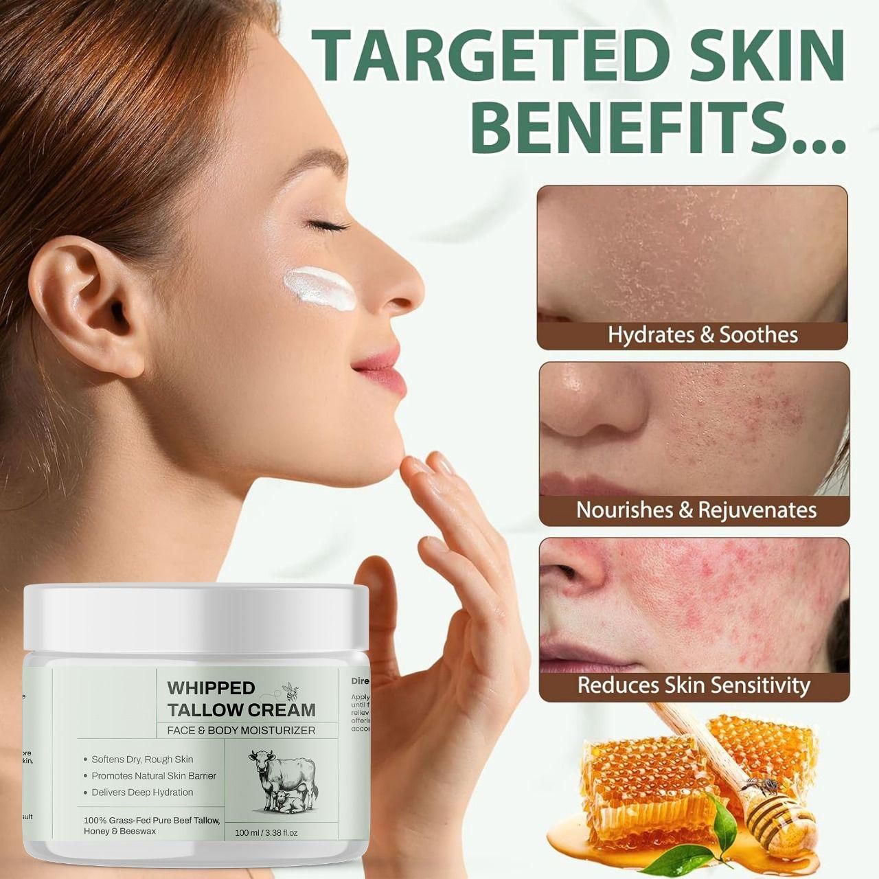 Whipped Tallow Cream with Frankincense – Natural Nourishing Skincare (100ml)