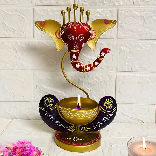Handcrafted Ganesha Metal Tealight Holder – Divine Home Décor Showpiece